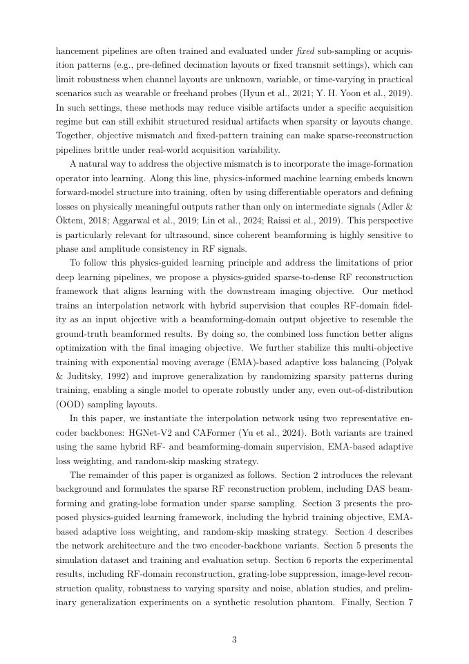 Page 3 of Physics-Guided Multi-Objective Deep Learning for Ultrasound RF Data Interpolation in Resource-Constrained Imaging