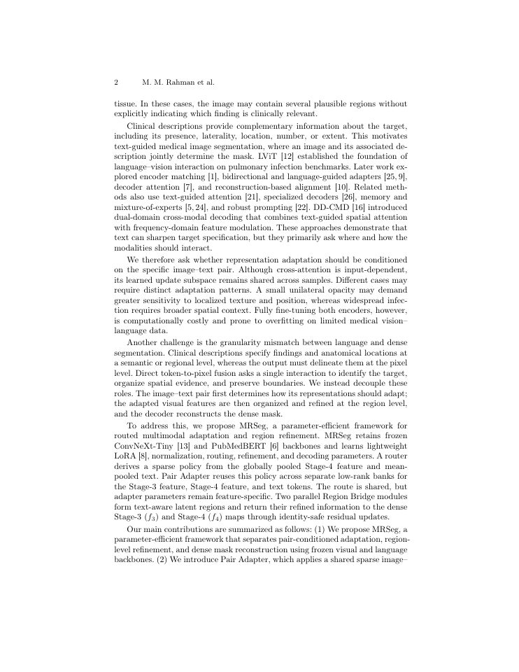 Page 2 of Multimodal Routing and Region Refinement for Language-Guided Medical Image Segmentation