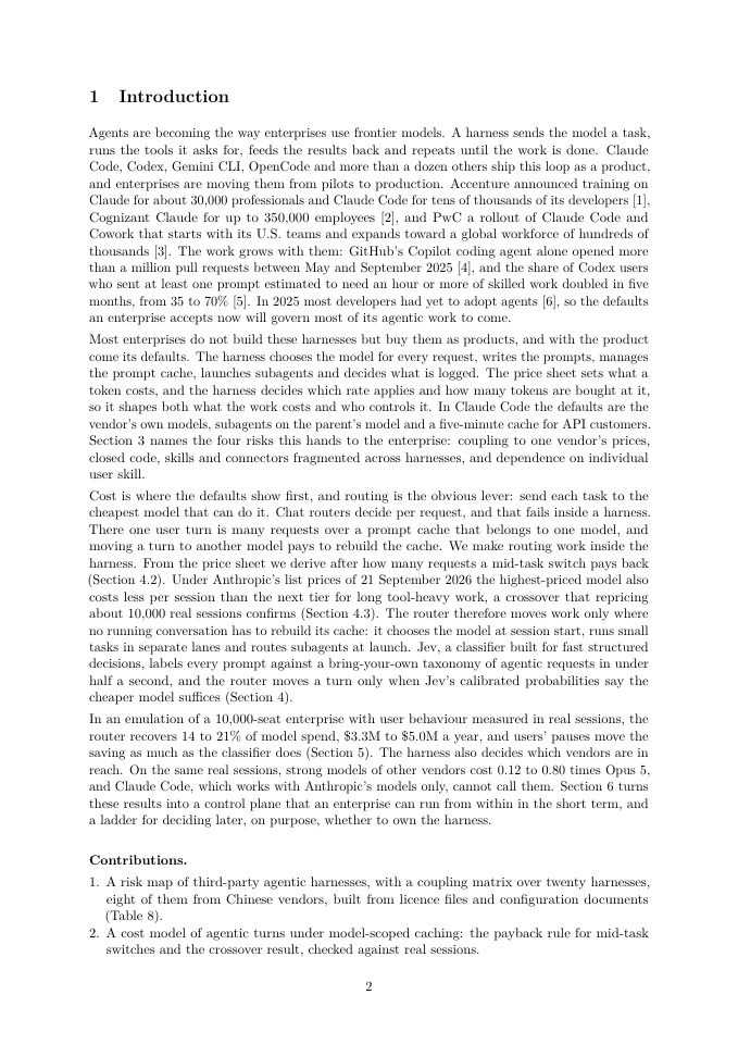 Page 2 of Control the Harness, Control the Cost: Routing and Governing AI Coding Agents in the Enterprise