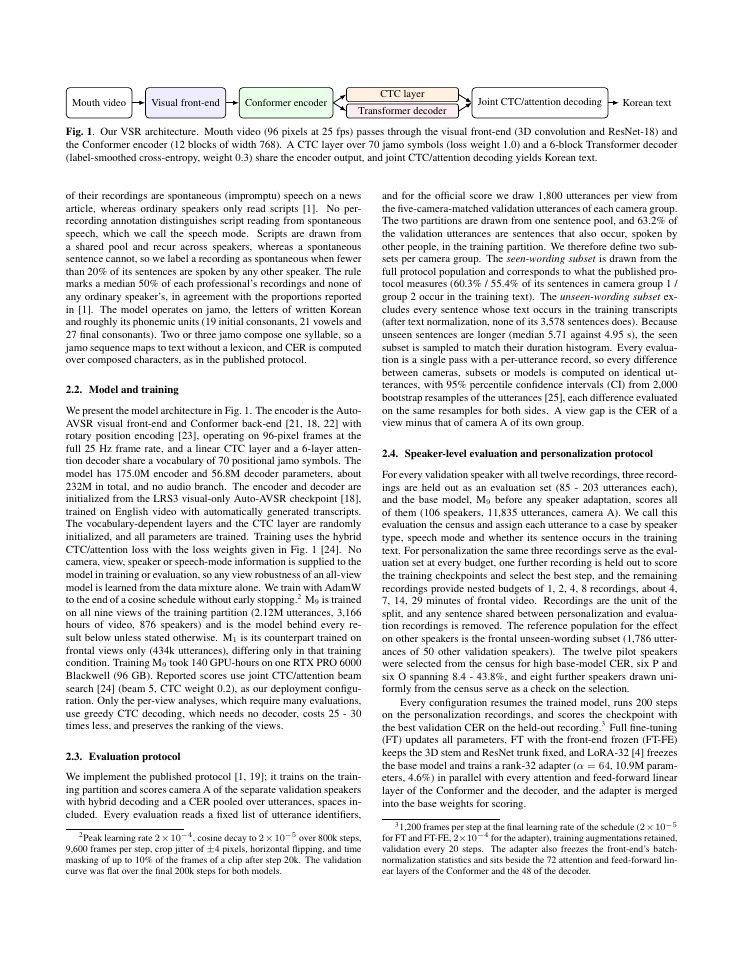 Page 2 of Personalized Korean Lipreading as Visual Speech Recognition: Transfer, Census and Adaptation on OLKAVS