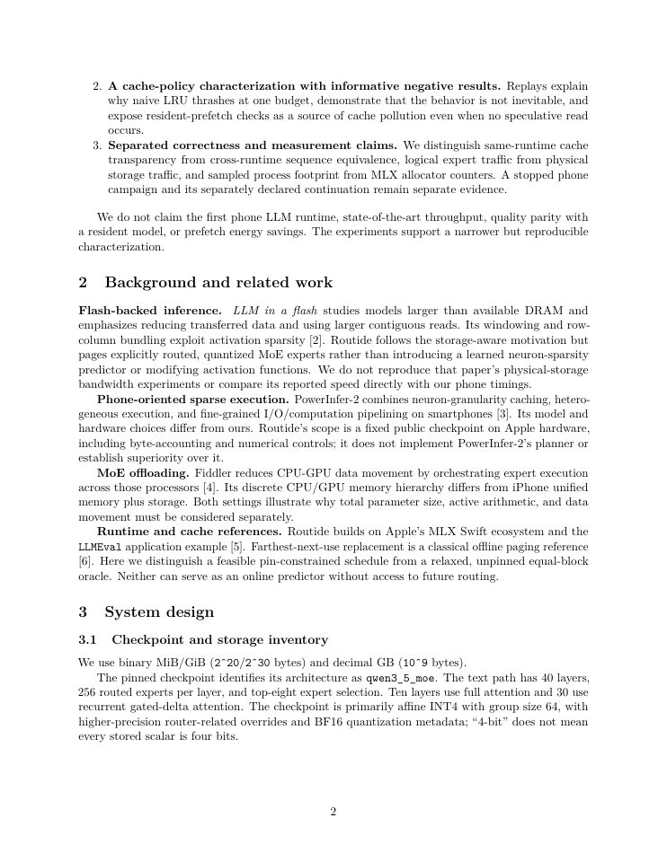 Page 2 of Paging the Experts: A Reproducible Characterization of Flash-Backed MoE Inference on iPhone
