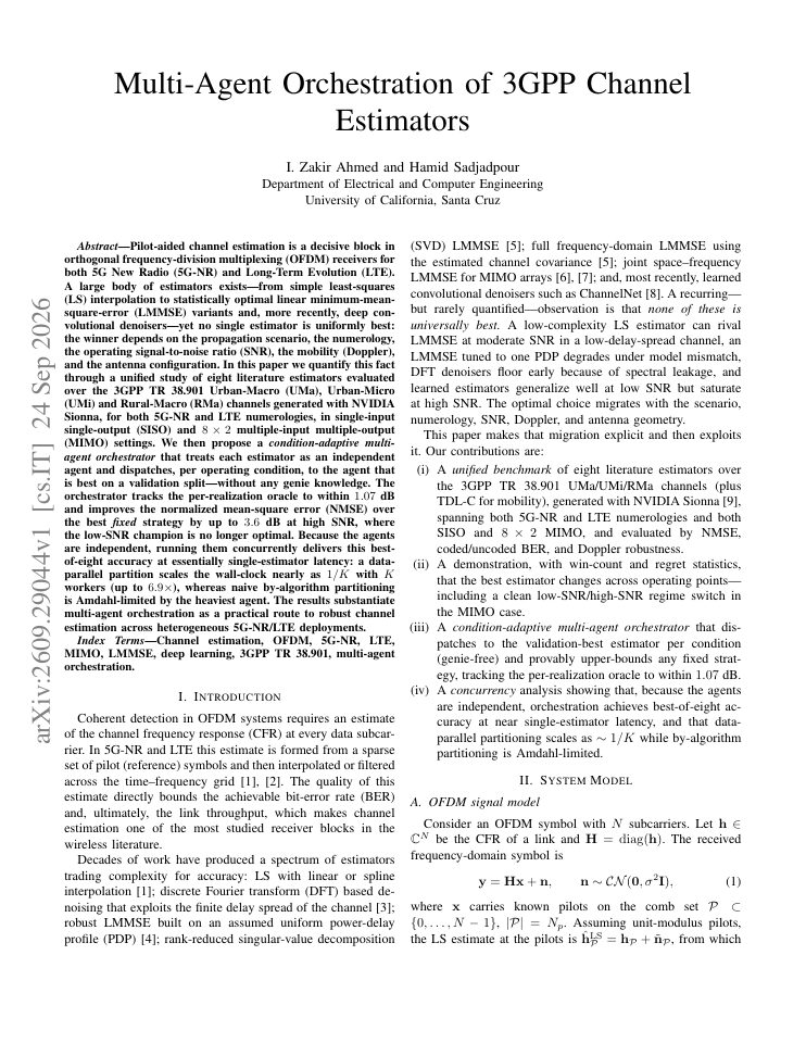 First page of Multi-Agent Orchestration of 3GPP Channel Estimators