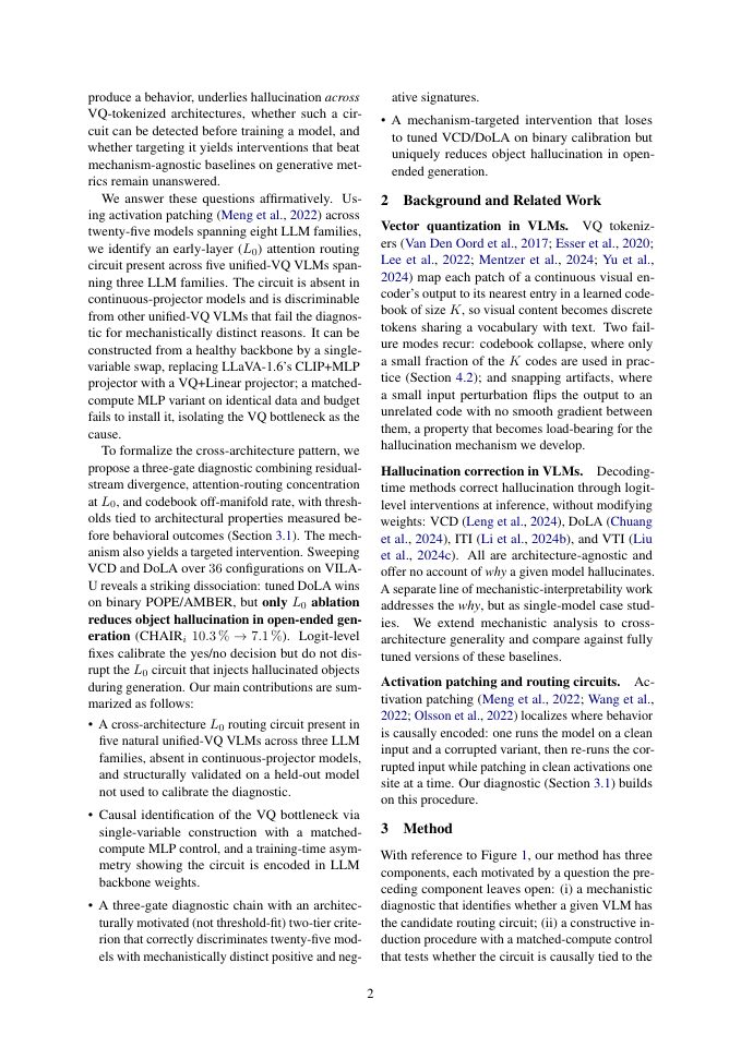 Page 2 of Where Hallucinations Live: A Cross-Architecture Circuit in VQ-Tokenized Vision-Language Models