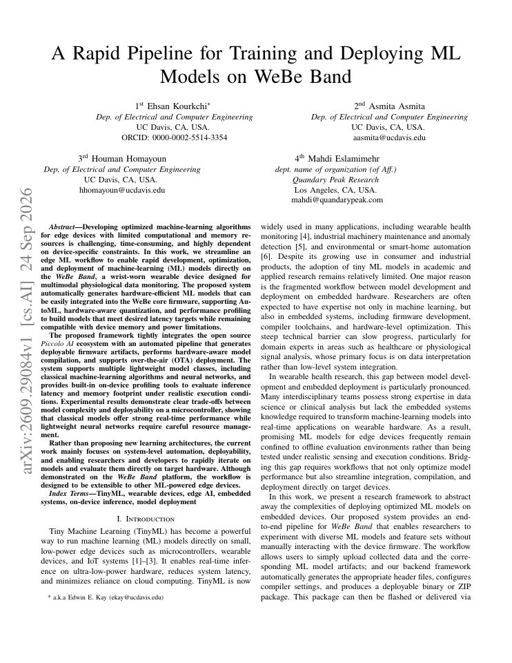 First page of A Rapid Pipeline for Training and Deploying ML Models on WeBe Band