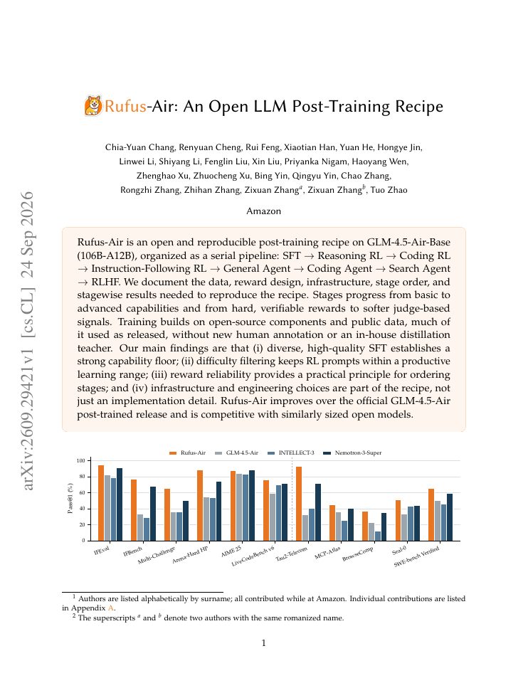 First page of Rufus-Air: An Open LLM Post-Training Recipe