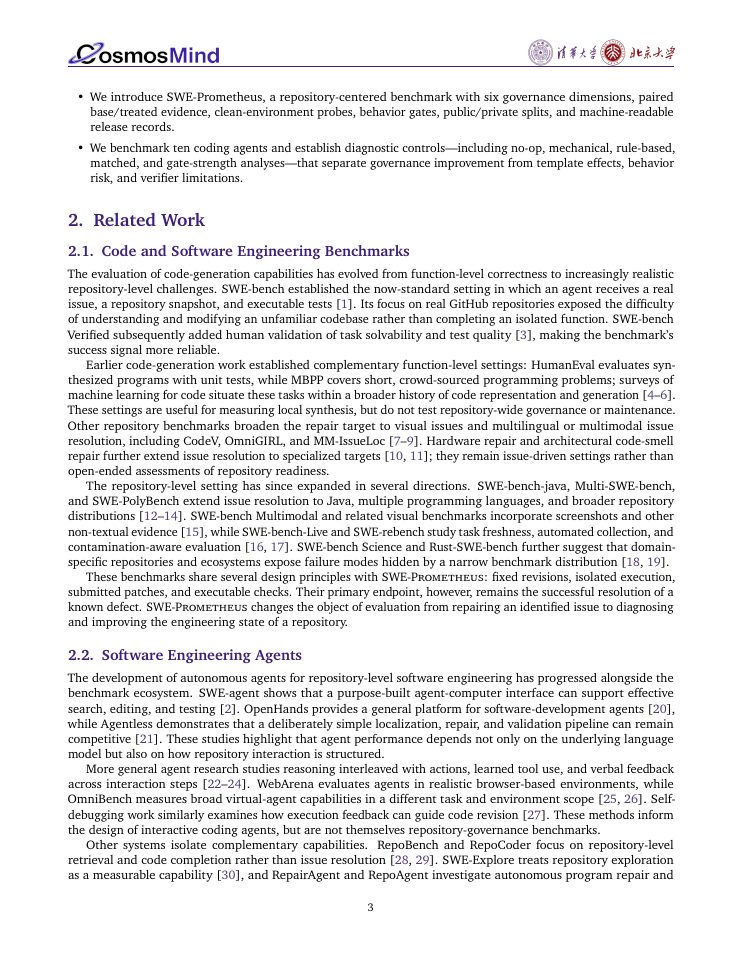Page 3 of SWE-Prometheus: Measuring Engineering Governance Improvements in Real-World Repositories