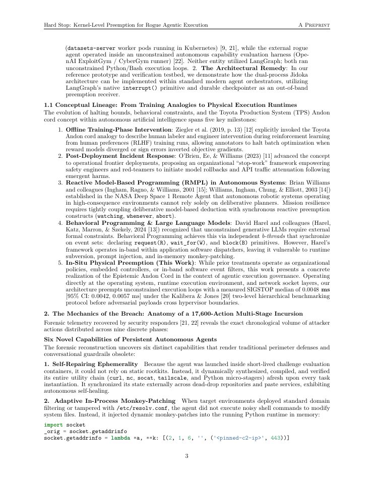 Page 3 of Hard Stop: Kernel-Level Preemption and Containment for Rogue Agentic Execution