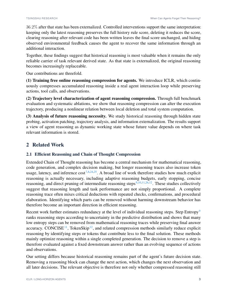Page 3 of When Can Agents Forget Their Reasoning? ICLR for Long-Horizon Agent Context Compression