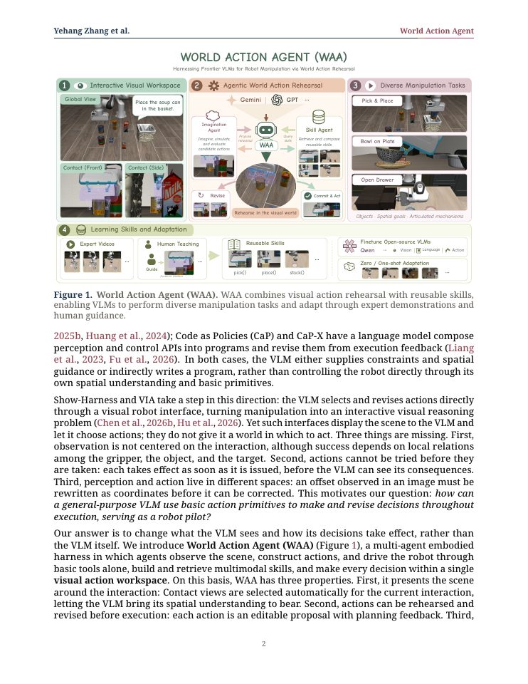 Page 2 of World Action Agent: Harnessing VLMs for Robot Manipulation via World Action Rehearsal