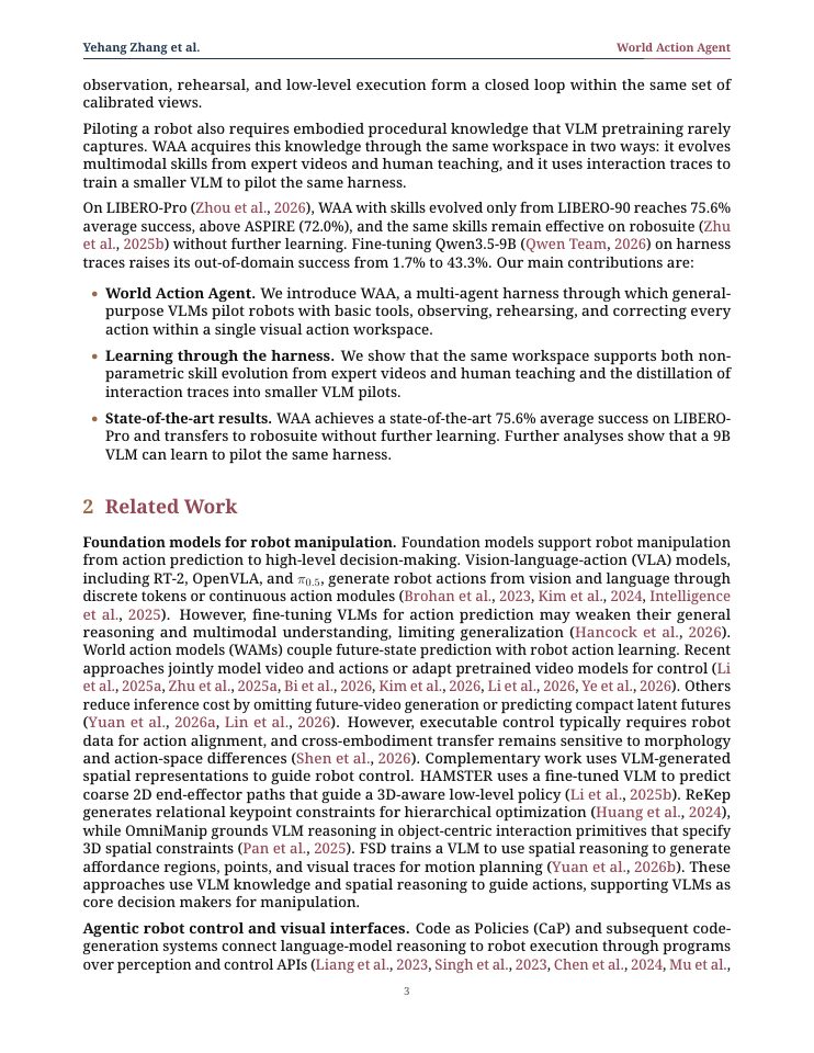 Page 3 of World Action Agent: Harnessing VLMs for Robot Manipulation via World Action Rehearsal