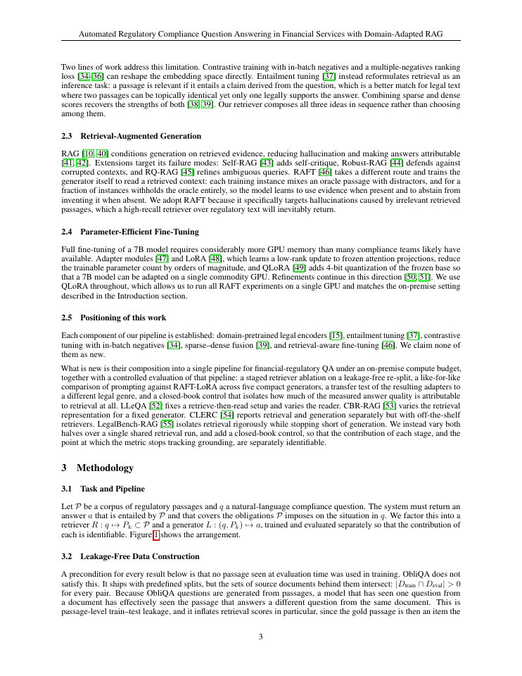 Page 3 of Automated Regulatory Compliance Question Answering in Financial Services with Domain-Adapted Retrieval-Augmented Generation