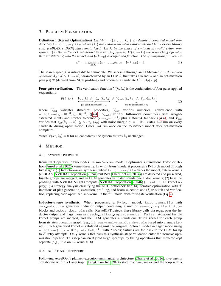 Page 3 of KernelOPT: Dispatch-Aware Agentic Search for GPU Kernel Optimization