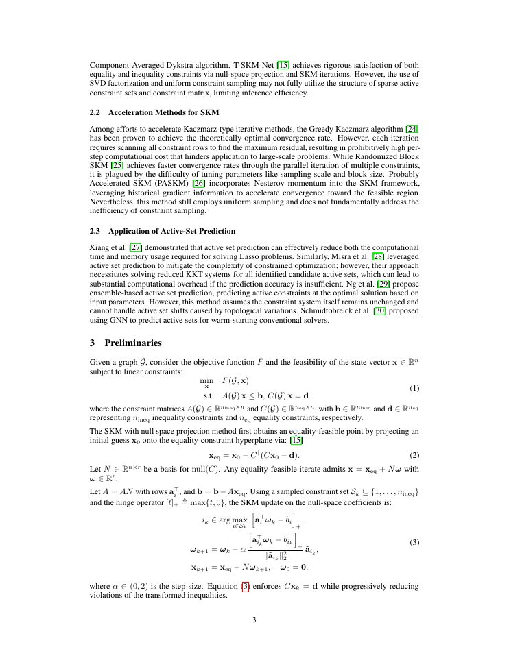 Page 3 of AT-SKM-Net: An Accelerated Trainable Sampling Kaczmarz-Motzkin Framework for Linear Hard-Constraint Feasibility on Dynamic Graphs