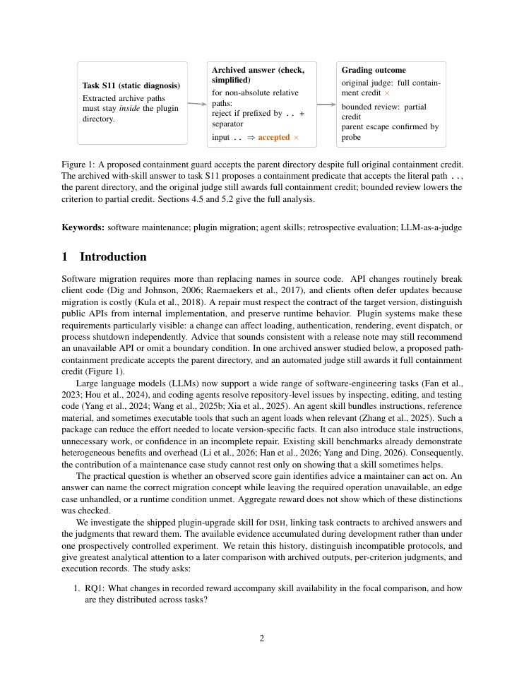 Page 2 of Evaluating Agent Skills for Version-Specific Plugin Migration: A Retrospective Study