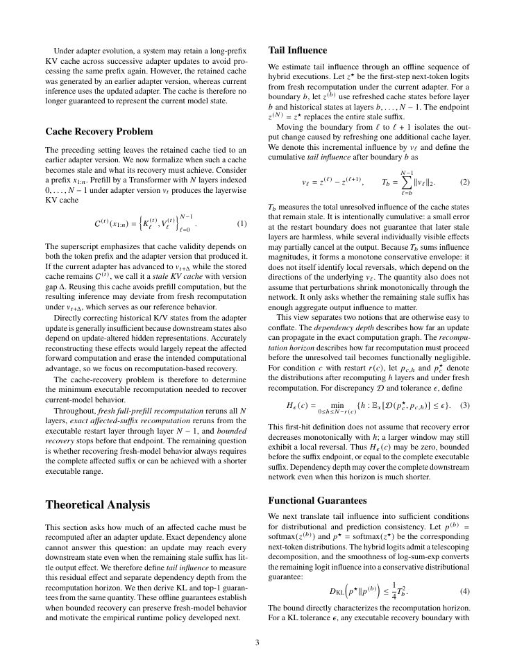 Page 3 of CacheReforge: Bounded Recovery for Stale KV Caches under Evolving Adapters