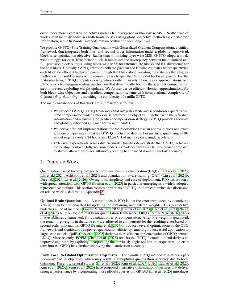 Page 2 of G$^2$PTQ: Improving LLM Post-Training Quantization with Generalized Gradient Compensation
