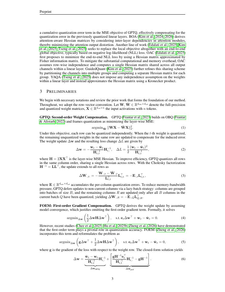 Page 3 of G$^2$PTQ: Improving LLM Post-Training Quantization with Generalized Gradient Compensation