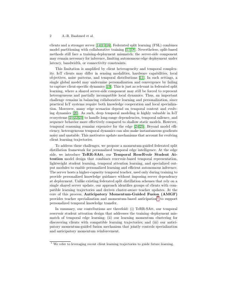 Page 2 of Momentum-Guided Federated Split Distillation for Personalized Temporal Edge Intelligence