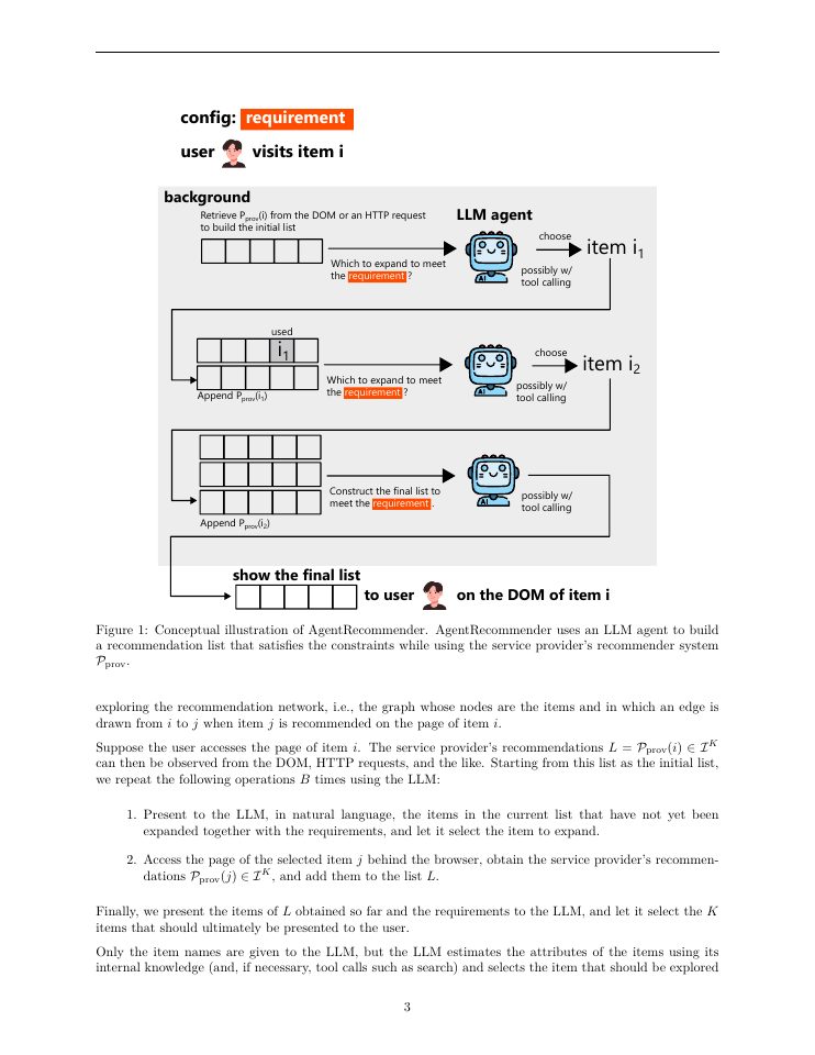 Page 3 of AgentRecommender: LLM Agents Enable Customizable Recommender Systems on the User Side