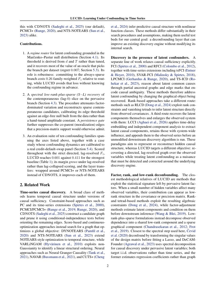 Page 2 of LUCID: Learning Under Confounding for Inference and Discovery in Time Series