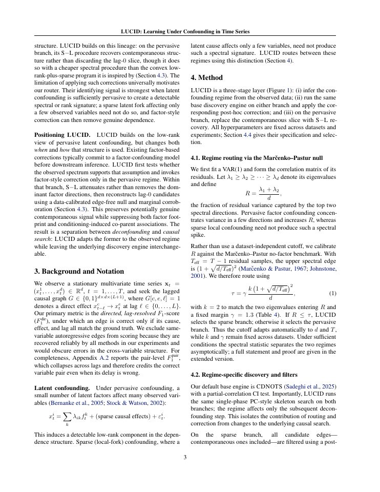 Page 3 of LUCID: Learning Under Confounding for Inference and Discovery in Time Series