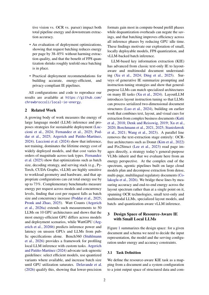 Page 2 of The Right Information Extraction Pipeline Depends on the Document: Accuracy-Energy Trade-offs for Small, Local Models