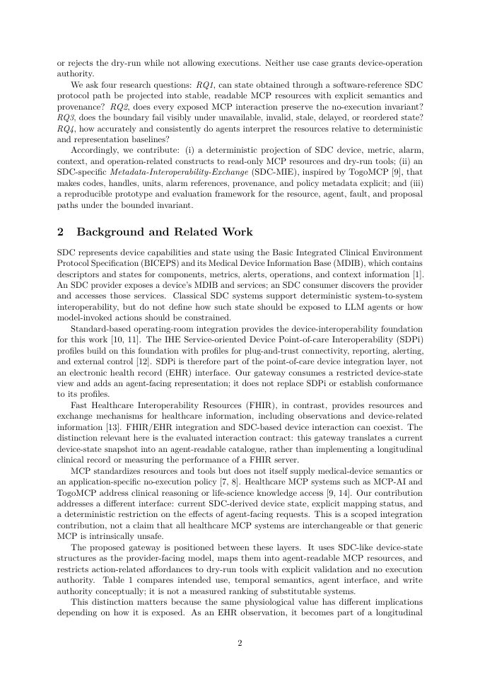 Page 2 of A Safety-Bounded SDC-to-MCP Gateway for Medical AI Agents