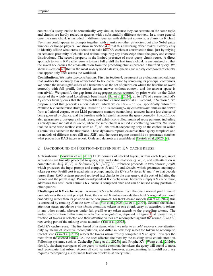 Page 2 of Evaluating the accuracy of KV cache reuse techniques