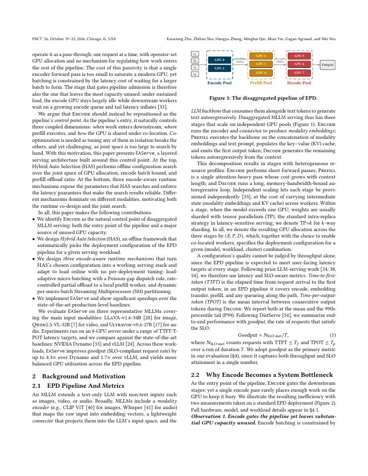 Page 2 of EAServe: Encode-Aware Disaggregated Serving for Multimodal Large Language Models