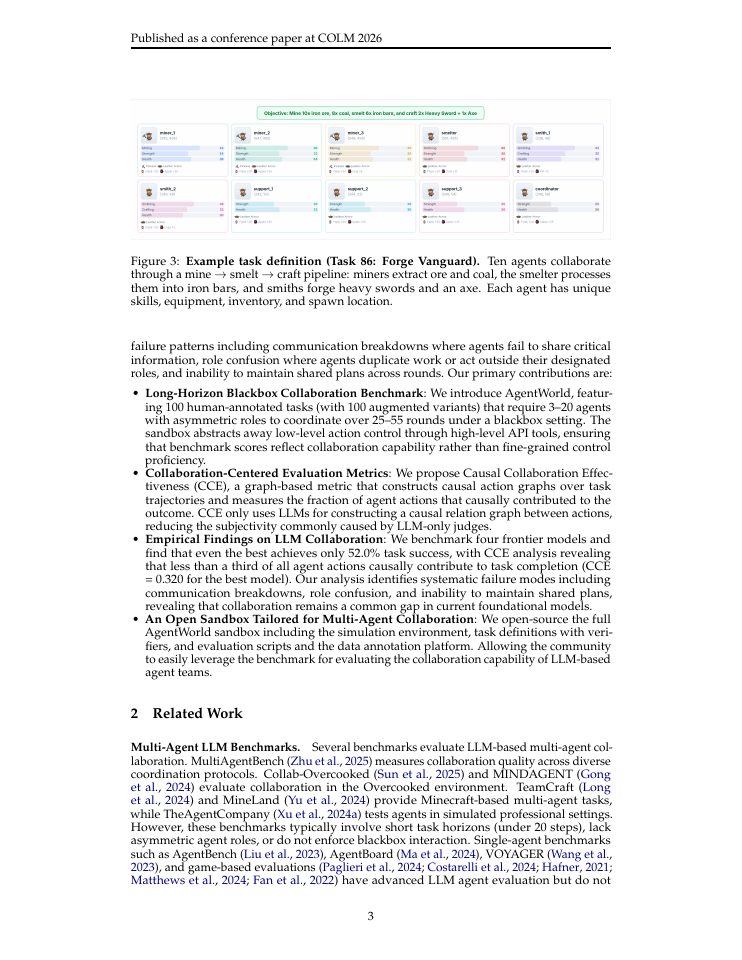 Page 3 of AgentWorld: Benchmarking Long-Horizon Collaboration of Multi-agent LLMs