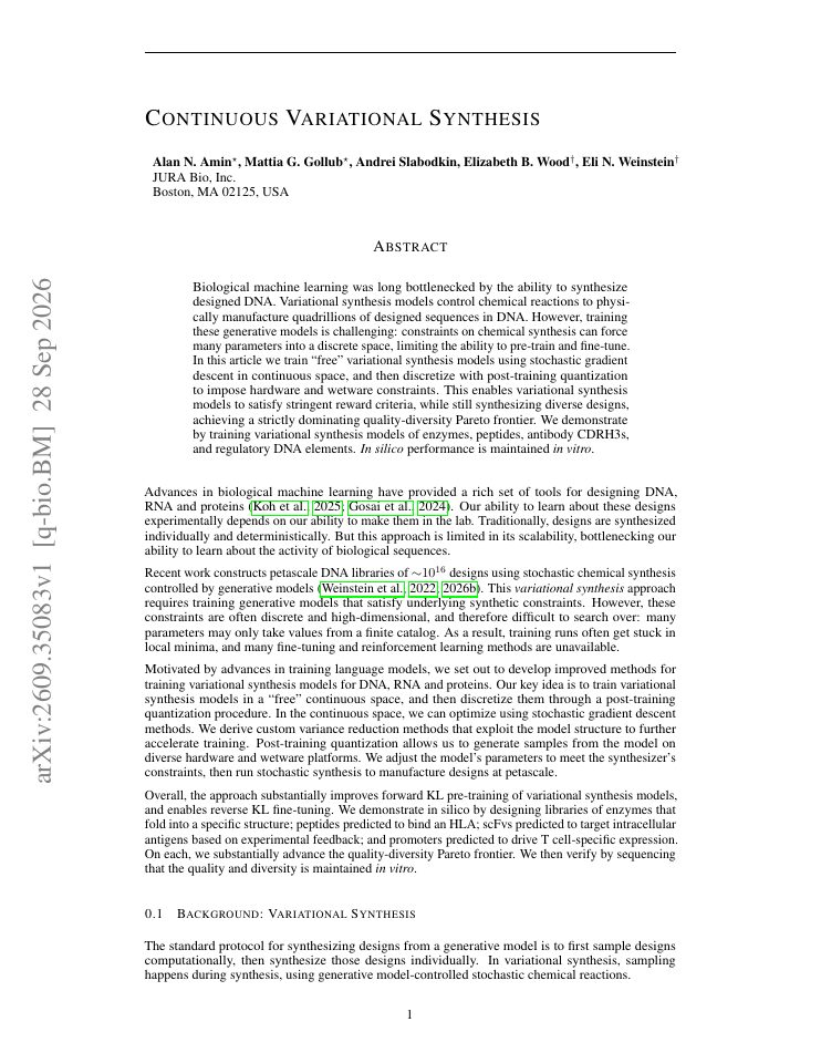 First page of Continuous Variational Synthesis