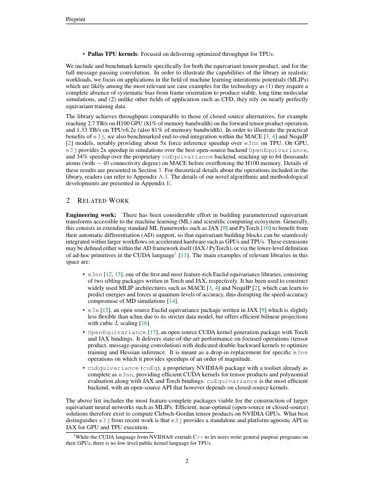Page 2 of E3J: An Efficient and Open-Source Backend for Euclidean Equivariant Operations on GPU and TPU