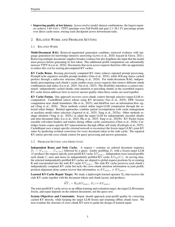 Page 3 of CacheRepair: Learning to Repair Cross-Chunk Context in RAG for KV Cache Fusion