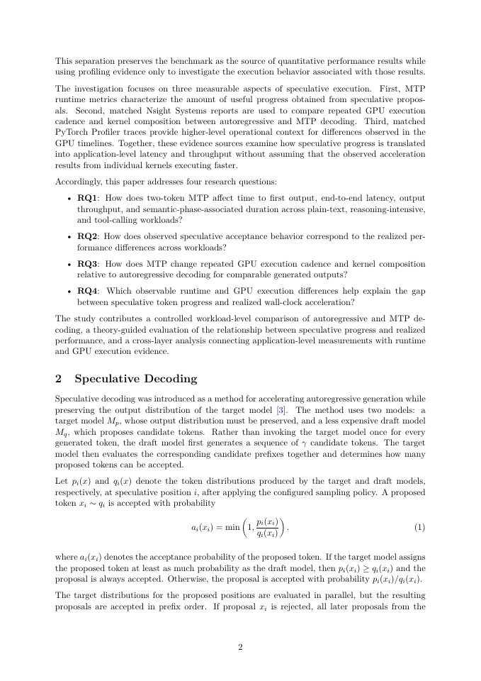 Page 2 of Beneath the Tokens: A Performance Engineering Study of Multi-Token Prediction in GPU-Accelerated LLM Inference