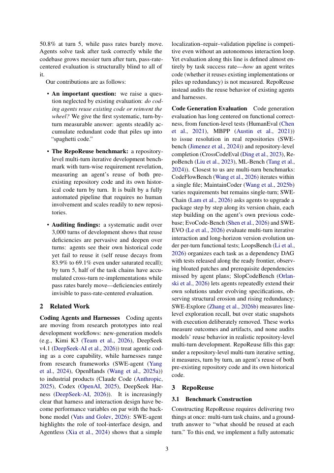 Page 3 of Do Coding Agents Reuse Existing Code or Reinvent the Wheel?