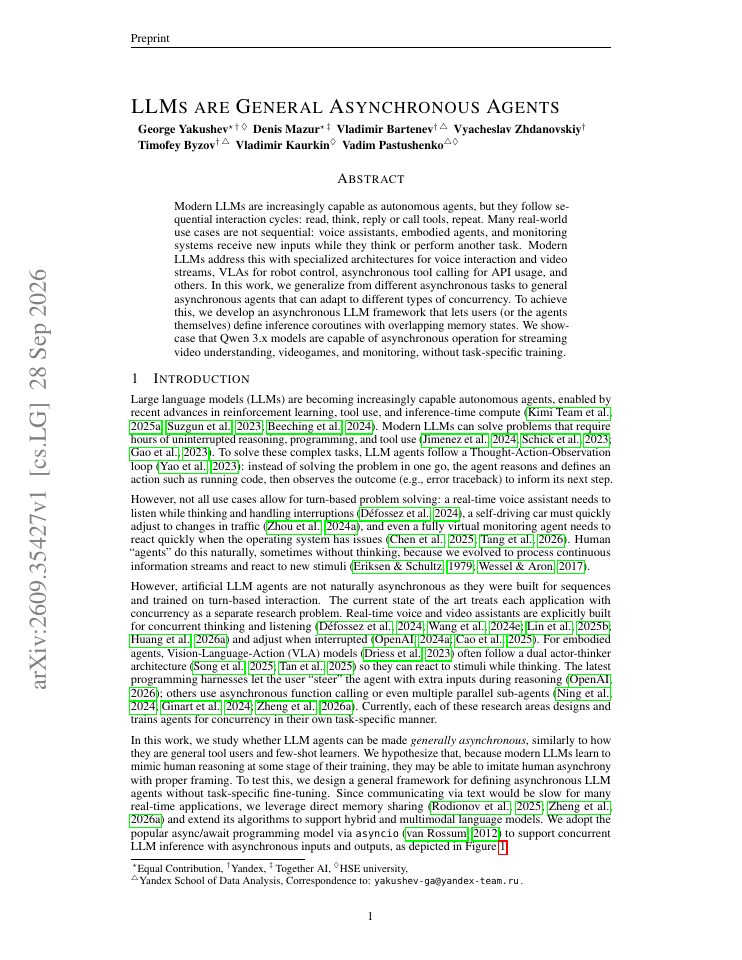 First page of LLMs are General Asynchronous Agents