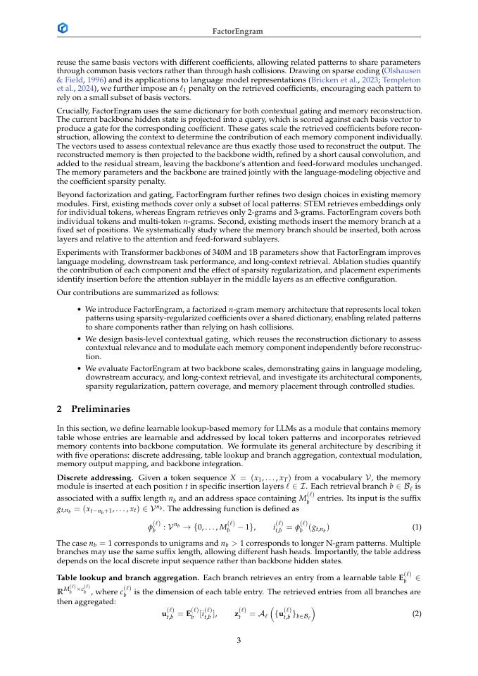 Page 3 of FactorEngram: Factorized N-gram Memory with Basis-Level Gating for Language Models