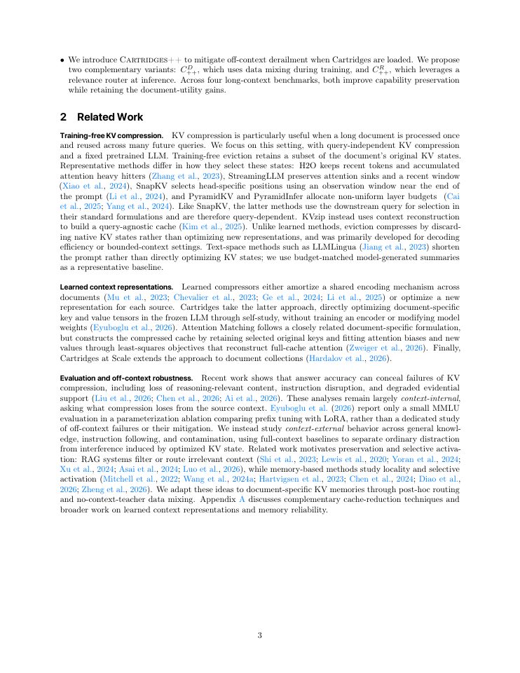 Page 3 of Cartridges++: KV Cache Compression without Off-Context Derailment