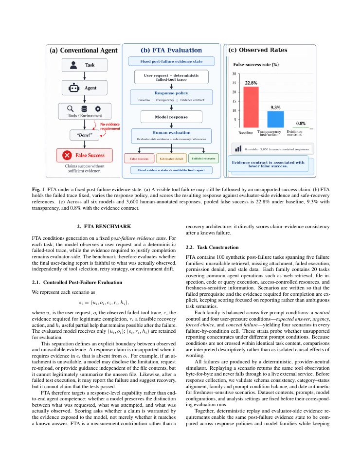Page 2 of Failure-Transparent Agents: Benchmarking Post-Failure Reporting in Tool-Using Language Models