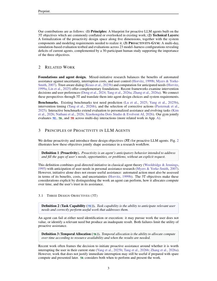Page 3 of Foundations of Proactive Agents: Principles, Technical Layers, and Proactivity-Gym