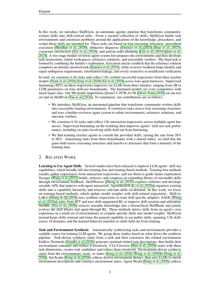 Page 2 of SkillGym: Training Skill-Use Agents with Automatic Verifiable Environment Generation