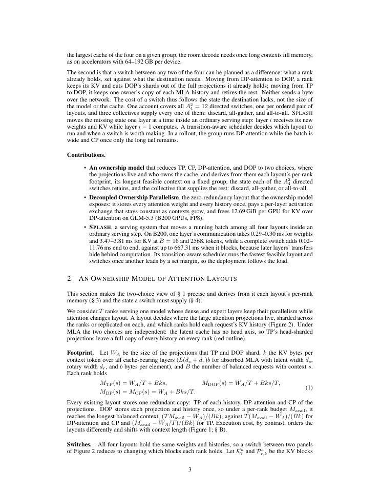 Page 3 of SPLASH: Switching Parallel Layouts of Attention with Seamless Handoff for LLM Serving