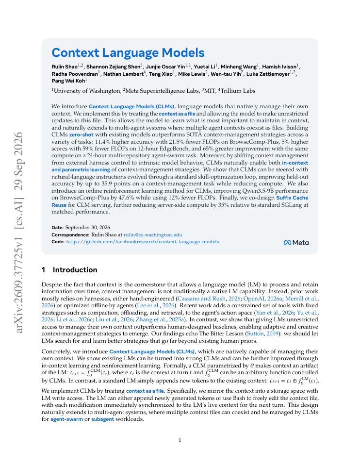 First page of Context Language Models