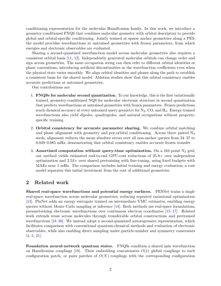 Page 2 of Foundation Neural-Network Quantum States for Molecular Potential Energy Surfaces in Second Quantization
