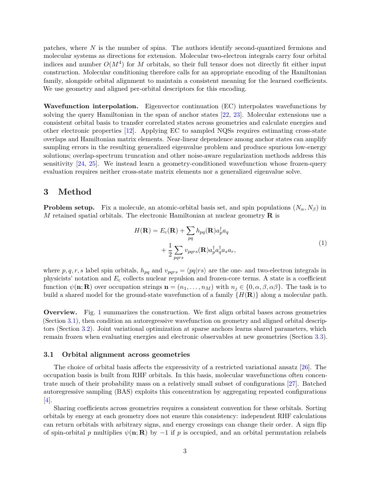 Page 3 of Foundation Neural-Network Quantum States for Molecular Potential Energy Surfaces in Second Quantization