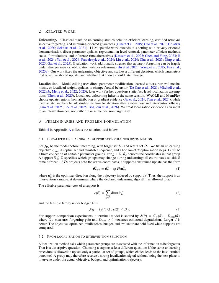 Page 3 of Storage Is Not Strategy: State-Conditioned Support Control for LLM Unlearning