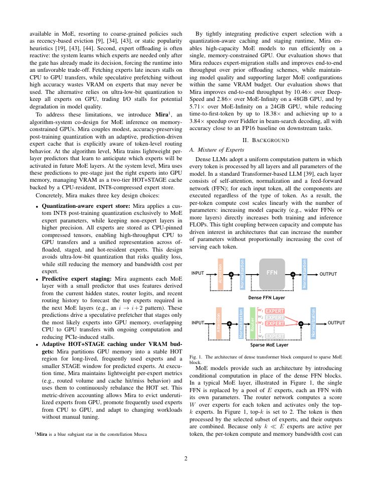 Page 2 of Mira: Memory-Efficient MoE Inference Using Adaptive Caching and Predictive Expert Staging