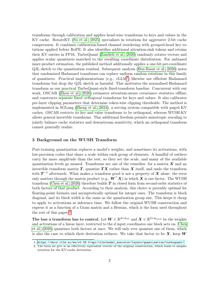 Page 3 of WUSH-KV: KV Cache Quantization with Data-Adaptive Transforms