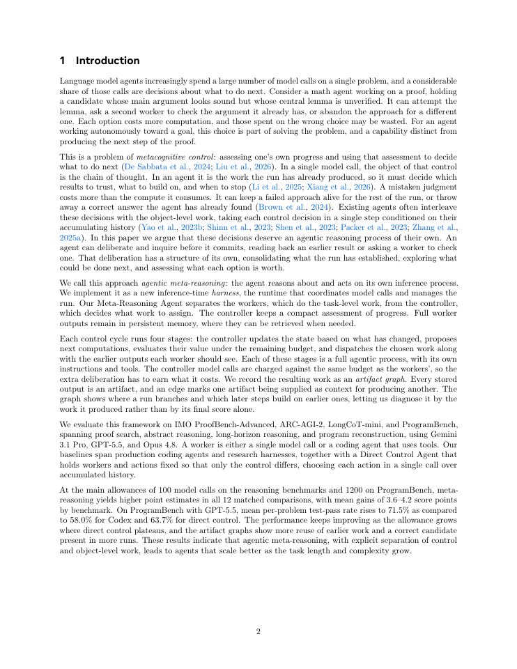 Page 2 of Thinking Before Thinking: Scaling Agentic Inference Through Meta-Reasoning