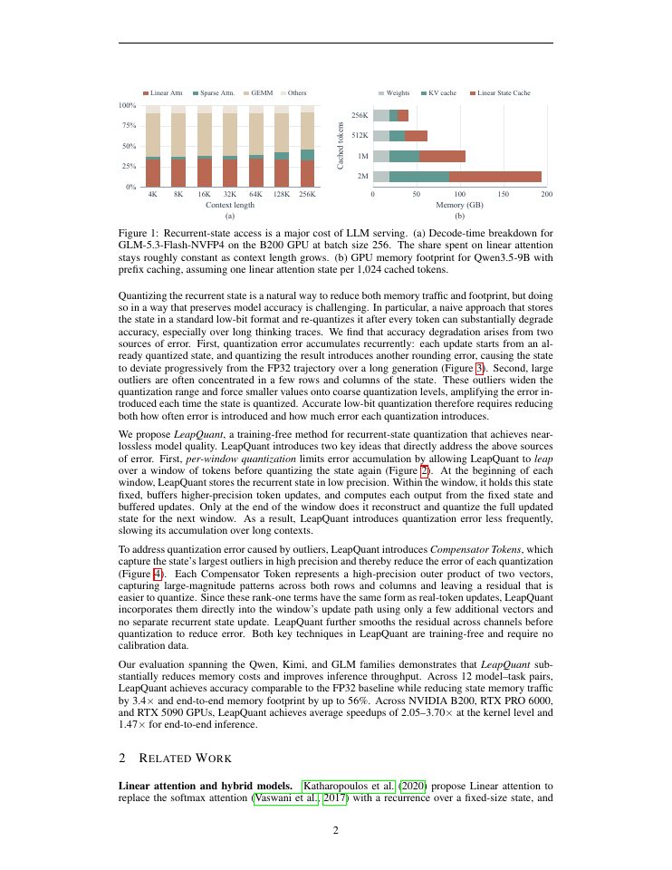 Page 2 of LeapQuant: Efficient Linear Attention with Accurate Recurrent State Quantization